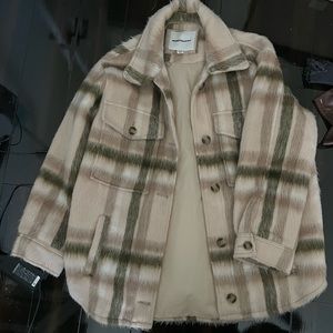 American Eagle Womens Brushed Plaid Shacket Wool Blend